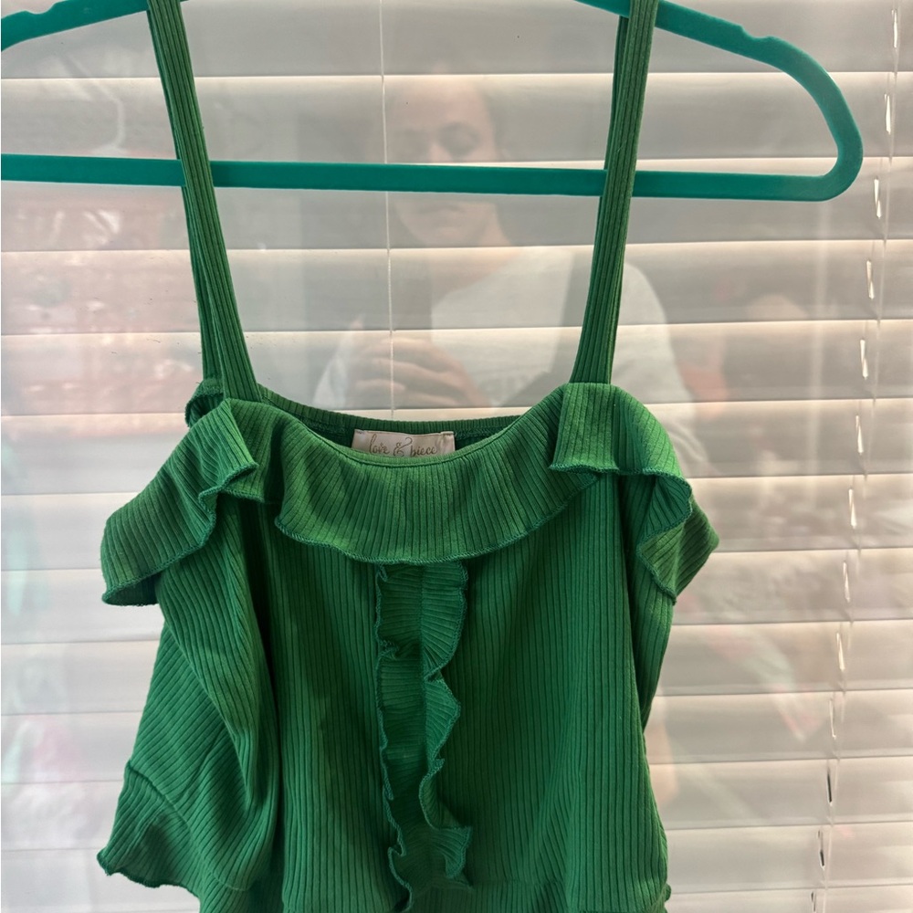 NWOT Green Ruffled Women's Tank Top